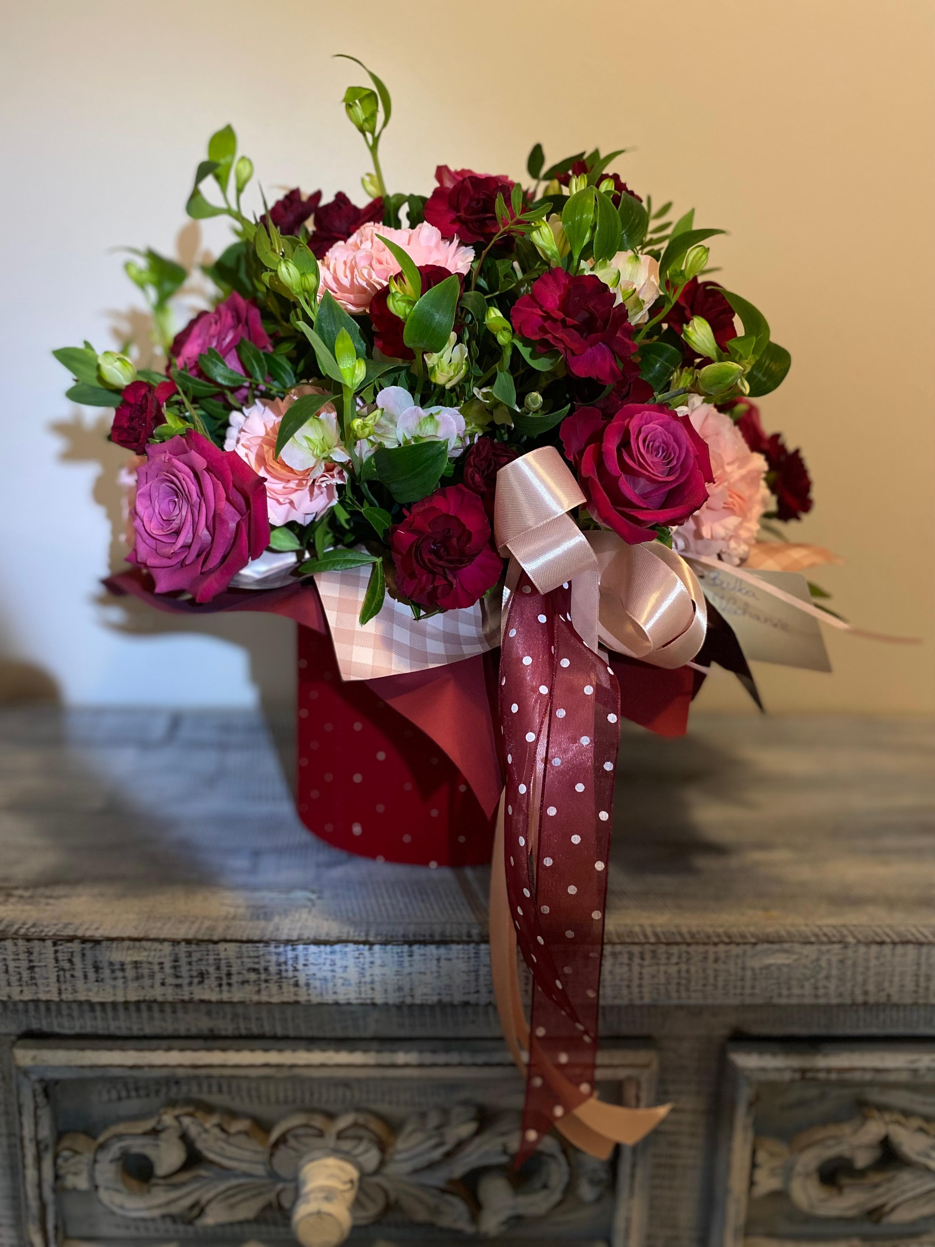 flowerbox burgundowy