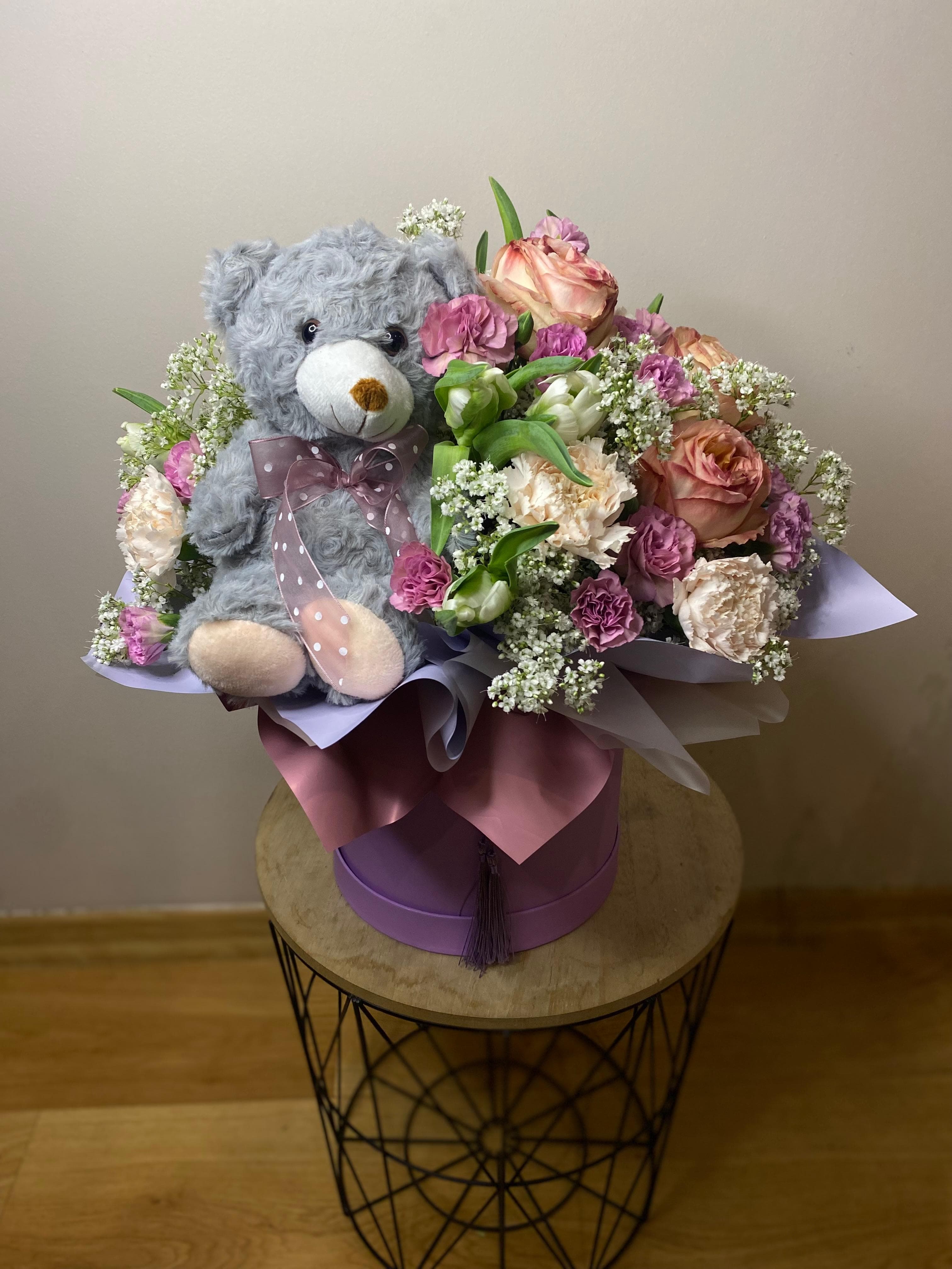 flowerbox z misiem